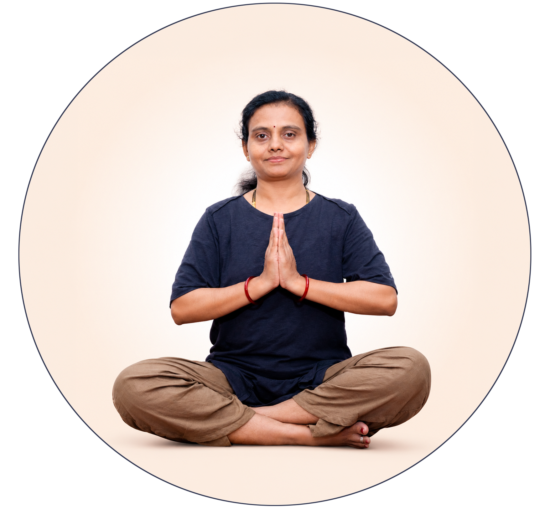 Manjula Shashidhar in namaskara pose